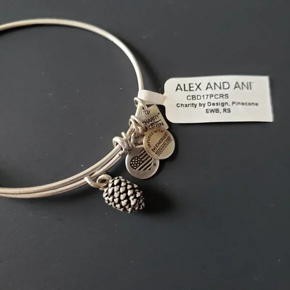 Alex and Ani NWT Silver Tone Pinecone Bracelet 647 - Picture 2 of 6